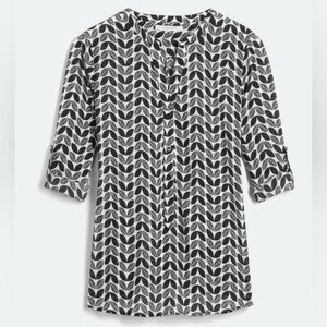 41 Hawthorn Black and White Montreal Henley Women's Blouse